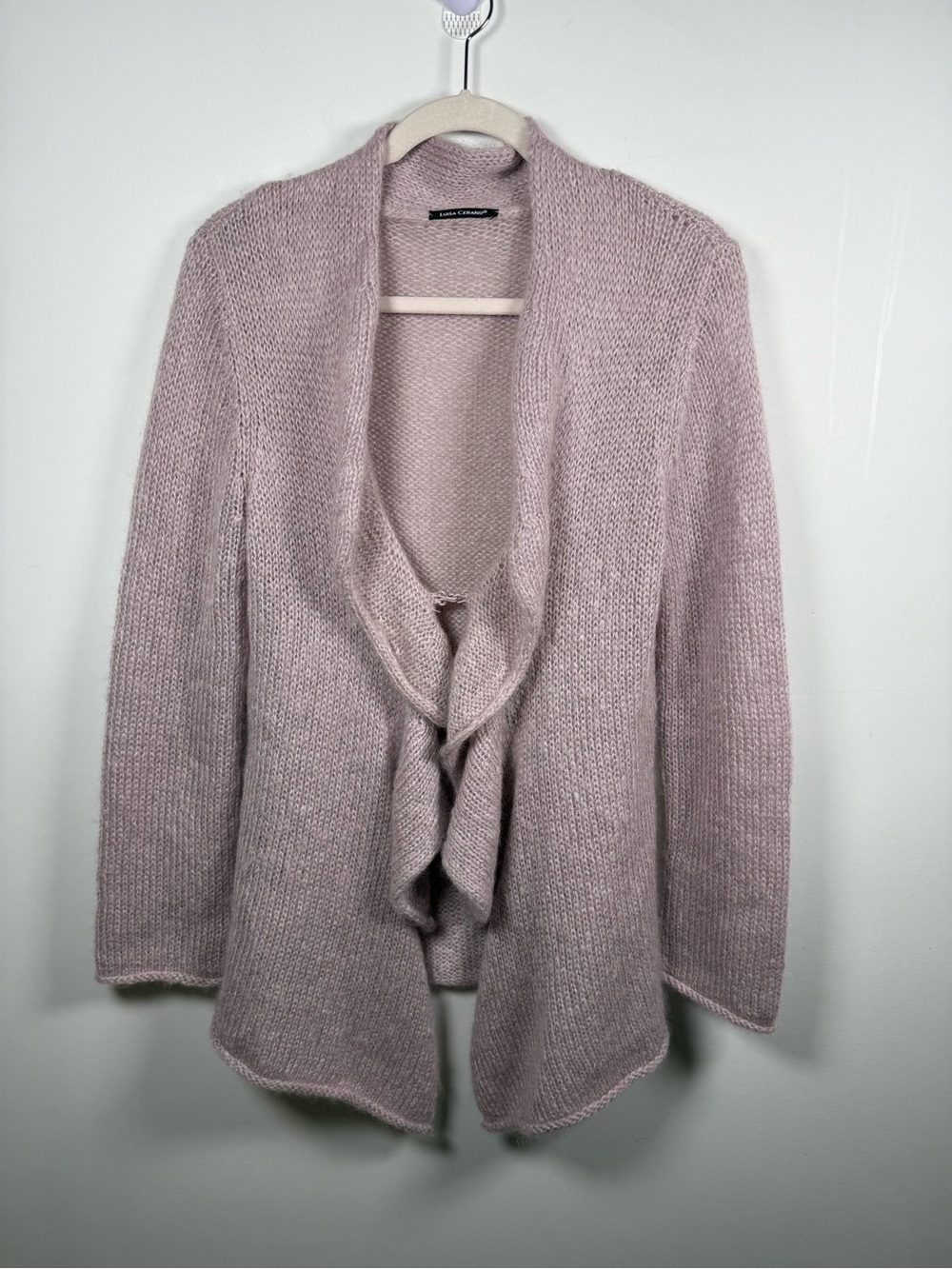 LUISA CERANO | Mauve Purple Mohair Blend Open Knit Sweater Size 10